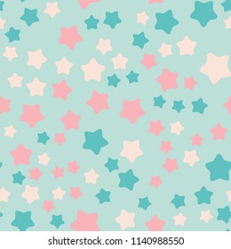 Seamless vector background. Colorful funny stars pattern