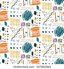 Seamless vector background. Colorful lines. Imitation of paint, pastel.