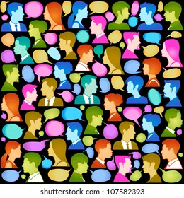 O fundo de vetor contínuo consiste em muitos ícones dos humanos modernos.