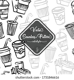 A seamless vector background. Cups pattern.