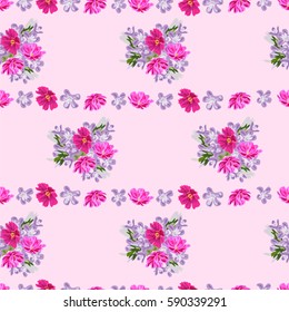 Seamless vector background with cute floral pattern. Design for cloth, wallpaper, gift wrapping. Print for silk, calico and other projects.