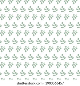 Seamless vector background. Cute pictures of green foliage,leaves.Children's print in soft pastel colors.Boho style.For fabrics, coatings, textiles, covers, notebooks, wrapping paper, scrapbooking etc