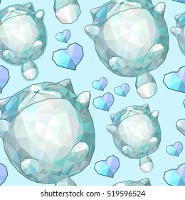 Seamless vector background, cute polygonal cat