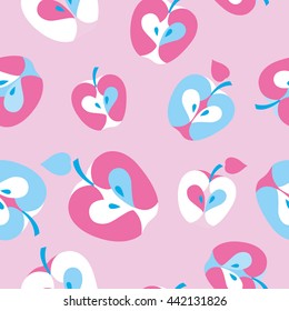 Seamless vector background with decorative apples. Print. Repeating background. Cloth design, wallpaper.