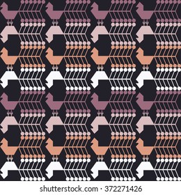 Seamless vector background with decorative birds in the Russian style. Print. Repeating background. Cloth design, wallpaper. 