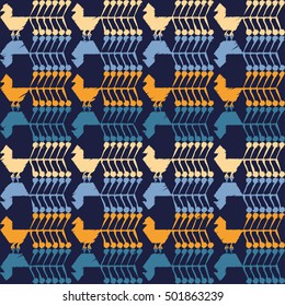Seamless vector background with decorative birds. Cloth design, wallpaper.