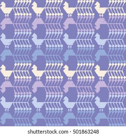 Seamless vector background with decorative birds. Cloth design, wallpaper.
