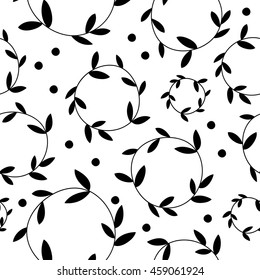 Seamless vector background with decorative branche and leaves. Print. Cloth design, wallpaper.
