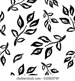 Seamless vector background with decorative branche and leaves. Print. Cloth design, wallpaper.