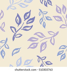 Seamless vector background with decorative branche and leaves. Print. Cloth design, wallpaper.