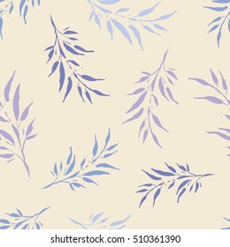 Seamless vector background with decorative branche and leaves. Print. Cloth design, wallpaper.