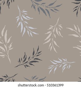 Seamless vector background with decorative branche and leaves. Print. Cloth design, wallpaper.