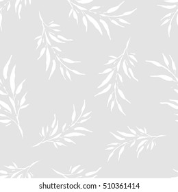 Seamless vector background with decorative branche and leaves. Print. Cloth design, wallpaper.