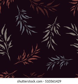 Seamless vector background with decorative branche and leaves. Print. Cloth design, wallpaper.