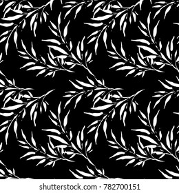 Seamless vector background with decorative branche and leaves. Pattern with plants. Textile rapport.