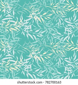Seamless vector background with decorative branche and leaves. Pattern with plants. Textile rapport.