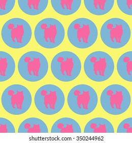 Seamless vector background with decorative cats in the style of pop art