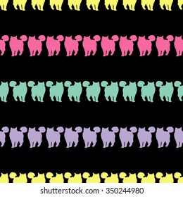 Seamless vector background with decorative cats in the style of pop art