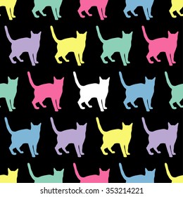 Seamless vector background with decorative cats