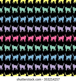 Seamless vector background with decorative cats