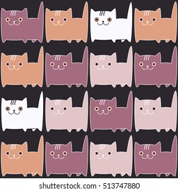 Seamless vector background with decorative cats. Print. Repeating background. Cloth design, wallpaper.