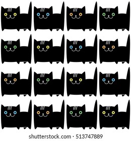 Seamless vector background with decorative cats. Print. Repeating background. Cloth design, wallpaper.