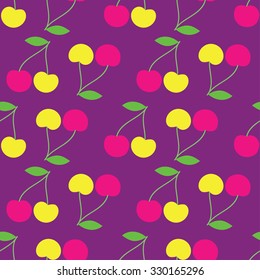 Seamless vector background with decorative cherries