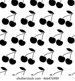 Seamless vector background with decorative cherries. Print. Repeating background. Cloth design, wallpaper.
