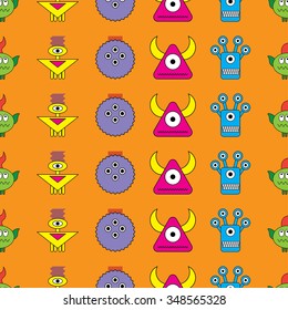 Seamless vector background with decorative colorful monsters