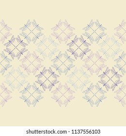 Seamless vector background with decorative dragonflies. Summer day. Textile rapport.