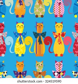 Seamless vector background with decorative elegant cats