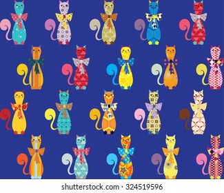 Seamless vector background with decorative elegant cats