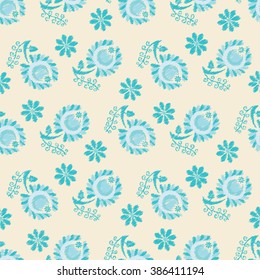 Seamless vector background with decorative ethnic flowers. Print. Cloth design, wallpaper.