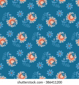 Seamless vector background with decorative ethnic flowers. Print. Cloth design, wallpaper.