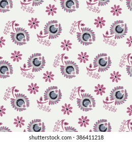 Seamless vector background with decorative ethnic flowers. Print. Cloth design, wallpaper.