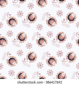 Seamless vector background with decorative ethnic flowers. Print. Cloth design, wallpaper.