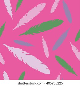 Seamless vector background with decorative feathers. Cloth design, wallpaper.