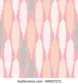 Seamless vector background with decorative feathers. Cloth design, wallpaper.
