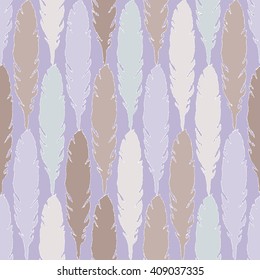 Seamless vector background with decorative feathers. Cloth design, wallpaper.