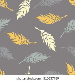 Seamless vector background with decorative feathers. Cloth design, wallpaper. Print. 