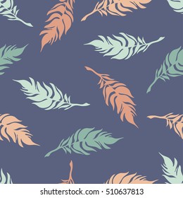 Seamless vector background with decorative feathers. Cloth design, wallpaper. Print. 