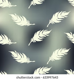 Seamless vector background with decorative feathers. Cloth design, wallpaper.
