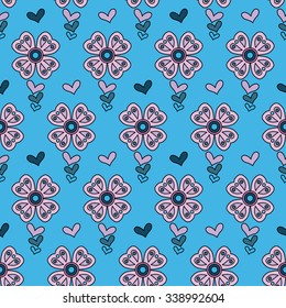 Seamless vector background with decorative flowers