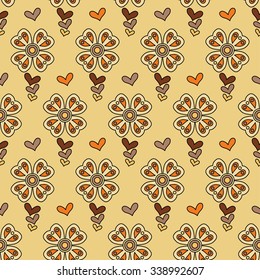Seamless vector background with decorative flowers