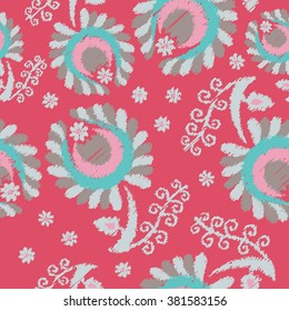 Seamless vector background with decorative flowers. Print. Repeating background. Print. Cloth design, wallpaper.