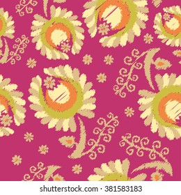 Seamless vector background with decorative flowers. Print. Repeating background. Print. Cloth design, wallpaper.