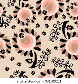 Seamless vector background with decorative flowers. Print. Repeating background. Print. Cloth design, wallpaper.
