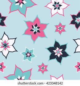 Seamless vector background with decorative flowers. Print. Cloth design, wallpaper.