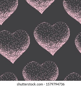 Seamless vector background with decorative hearts. Valentine's day. Hand drawn vector illustration .