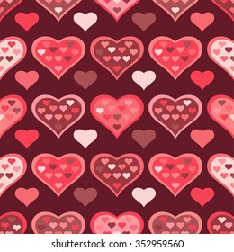 Seamless vector background with decorative hearts and double exposure